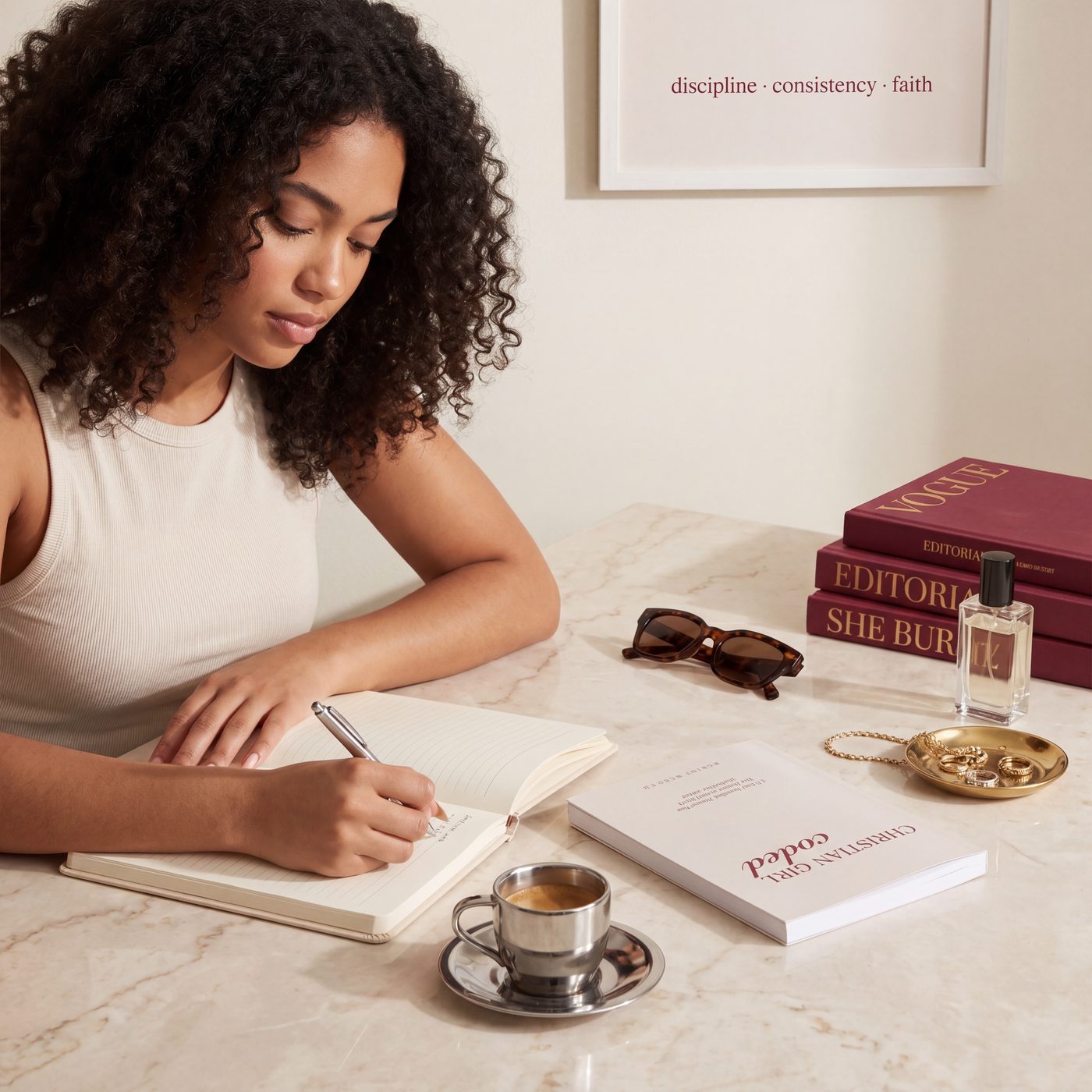 Journaling in Christian Girl Coded