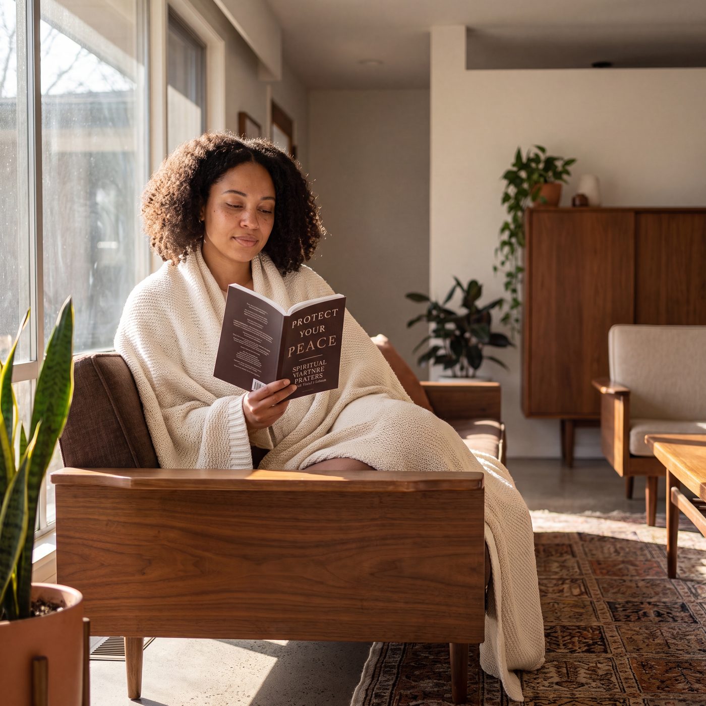 Reading in a sunlit chair